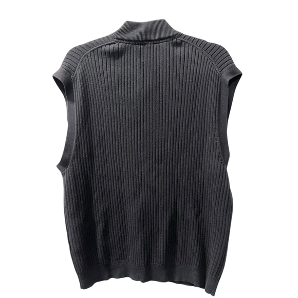 Cutter & Buck Navy Blue Ribbed 1/4 Zip Sweater Vest Men's Size Medium Cotton - Picture 5 of 6